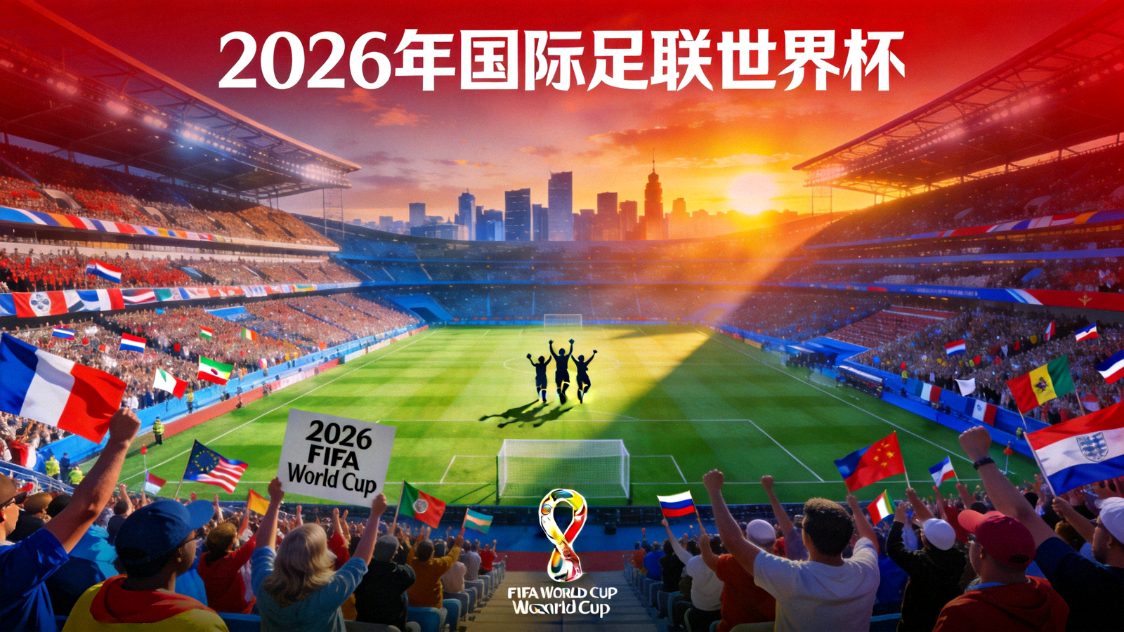 2026年国际足联世界杯主视觉 - 壮观的足球场全景与球迷欢呼场景